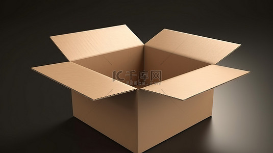 纸箱打包背景图片_带有打开翻盖的纸板箱的 3d 模型
