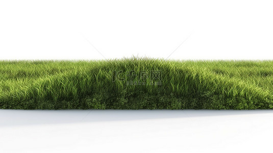 3D 渲染中的绿草场在白色背景上被剪切和隔离，剪切路径非常适合运动