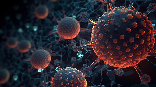 主题大背景图片_医学主题 3d 渲染中的抽象病毒细胞