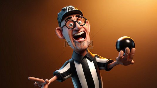 足球卡通人物背景图片_来自美国的裁判生动的 3D 人物