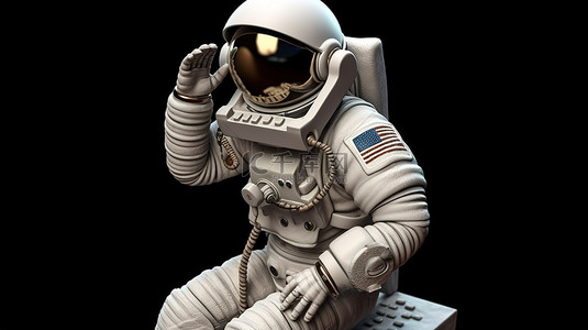 地球背景背景图片_老派宇航员 3d 渲染与复古电话