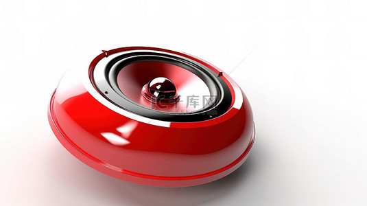 音量背景图片_红色声音扬声器概念与 3D 音量按钮渲染在白色背景上