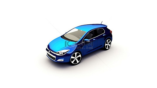 豪华车背景背景图片_适用于城市环境的时尚蓝色掀背式高档汽车 3D 隔离插图