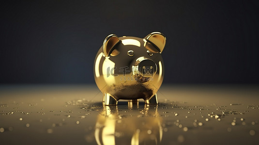 通过 3d 渲染描绘储蓄下降的存钱罐钱和硬币的插图