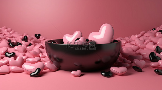 展示交易图标背景图片_用于创意产品展示的粉色心形 3D 渲染