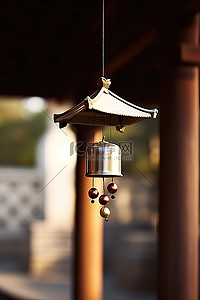 疗愈风铃背景图片_寺庙里的韩国风铃