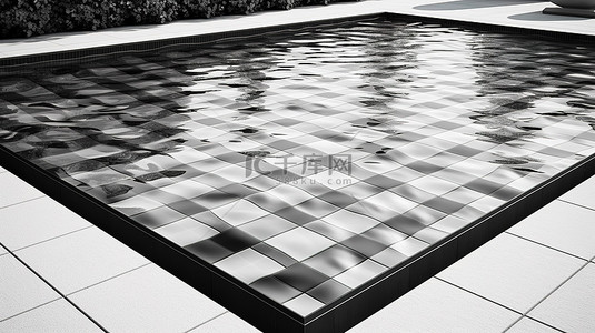 游泳池瓷砖背景图片_单色方形瓷砖游泳池的 3d 渲染