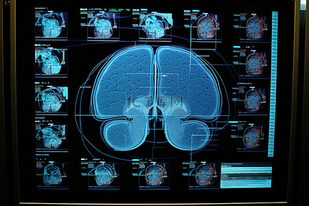 扫描图像背景图片_电脑上有一堆脑部扫描图像