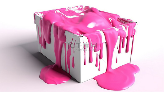 立方体容器背景图片_一个立方体容器，里面充满了像粉红色油漆一样的斑点 3D 图形设计