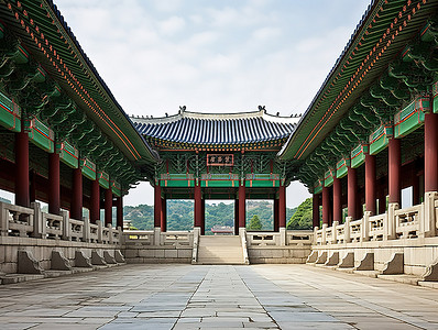 传统福文化背景图片_韩国首尔死者大厅内的传统韩国宝塔