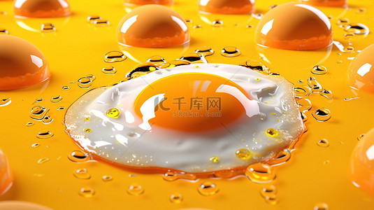 吃主题背景图片_数字渲染的单面鸡蛋早餐，以 kusama 为灵感的艺术和加密货币主题