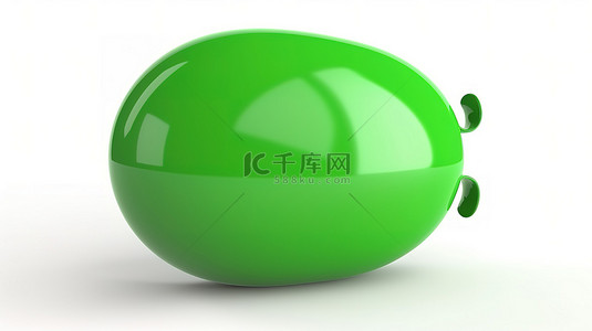 白色背景上的空白绿色语音气泡自定义您的消息3D 渲染