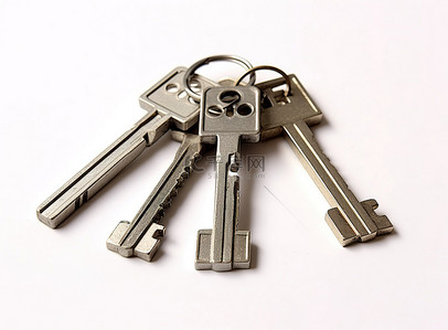 白色背景上的三个金属钥匙链