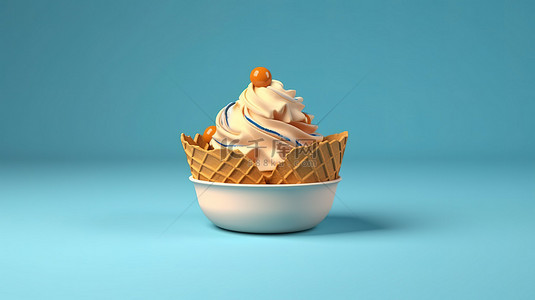 美味冰淇淋的蓝色 3d 渲染