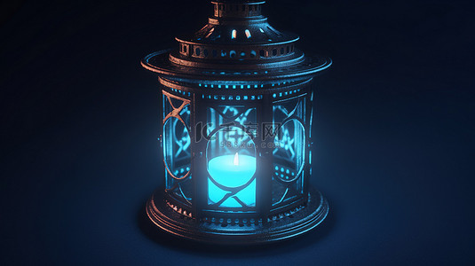 带有暗光的体积加密货币的照明卡尔达诺灯笼 3D 渲染