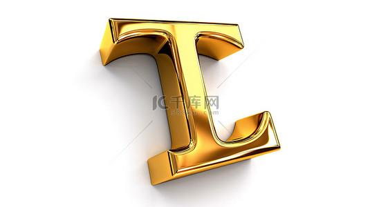 白色小“t”，背景为金色金属光泽 3D 字母