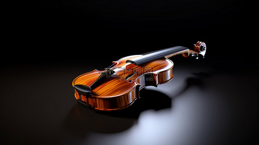 交响乐背景图片_带手柄作为乐器的单把小提琴的黑暗工作室 3D 渲染