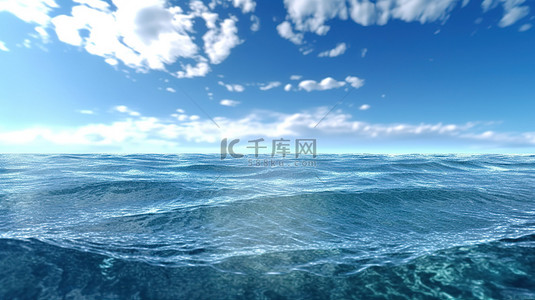 云海天背景图片_3d 渲染中广阔的海洋地平线