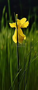 一朵绿花背景图片_绿草田里的一朵黄色的花