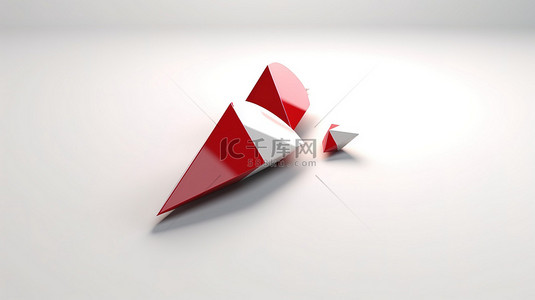 光标图标背景图片_3D 渲染中的最小几何鼠标箭头图标和白色背景网站的插图