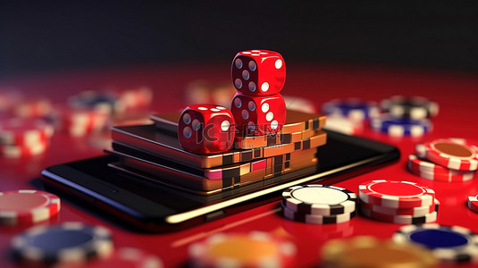 移动投注 3D 渲染说明获胜在线赌场概念的奖励