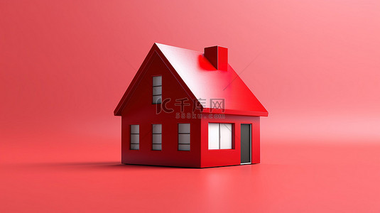 带有设计元素的检查红房子的 3D 渲染