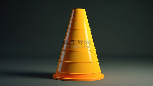 道路交通安全背景图片_带警报的 3d 渲染黄色交通锥构造警告标志的孤立透视图