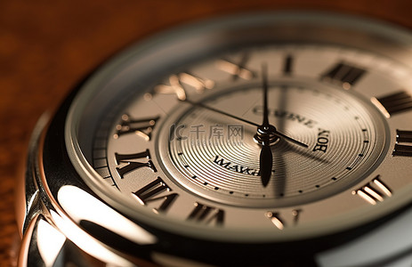 手表背景图片_带有罗马数字的银金手表的特写