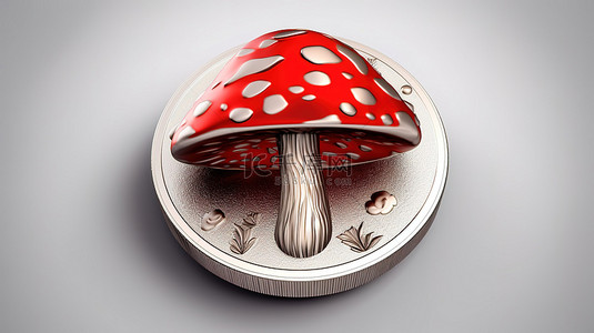 蘑菇图标 3d 硬币奖牌