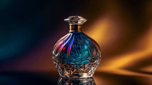 漂亮的香水瓶背景图片_香水蓝紫色简约背景