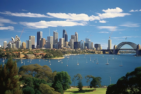 悉尼城市景观 悉尼港和海港大桥