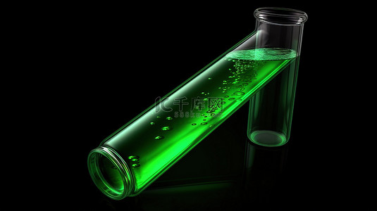 用 3D 渲染数字创建的实验室烧瓶中的绿色液体