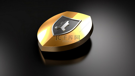 网页背景图片_破裂的金盾徽章 3D 建模圆形钥匙触发器 ui ux 设计组件