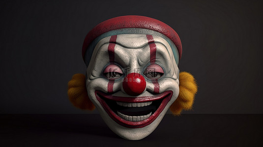 小丑娃娃面具的复古 3D 渲染