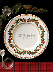 餐盘垫纸背景图片_托盘上的圣诞餐盘