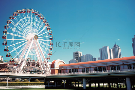 东京日本背景图片_城市的东京站和摩天轮