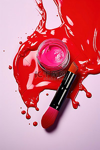 kiko唇膏背景图片_红色唇膏和刷子