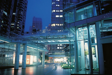 东京日本背景图片_东京的城市景观与玻璃走道