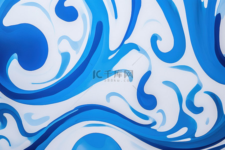 唐朝花纹背景图片_蓝色水彩画墙的特写