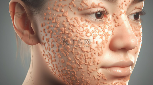毛孔解剖背景图片_表皮痤疮是皮肤问题的说明性 3D 渲染