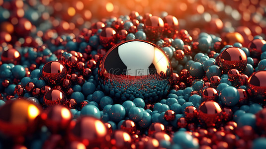 抽象球体簇中的几何元素设计 3D 渲染背景