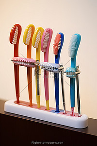 牙科诊所展示的牙刷
