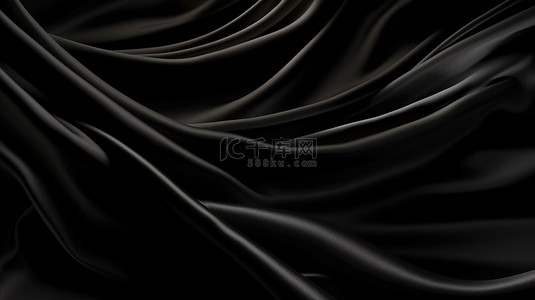 3D 渲染的时尚黑色背景上的窗帘面料