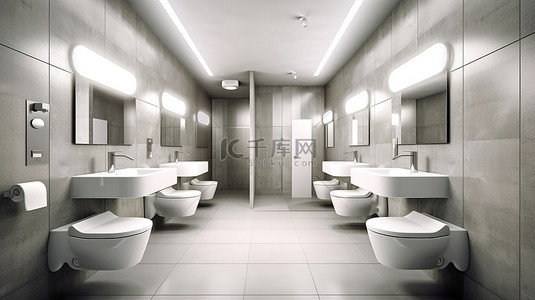 白墙黑瓦背景图片_3D 渲染中时尚时尚的紧凑型卫生间