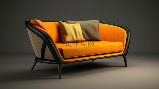 3D 渲染中的时尚沙发侧面轮廓