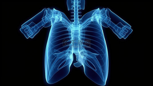 医生人物背景图片_胸部 X 射线图像的 3D 渲染