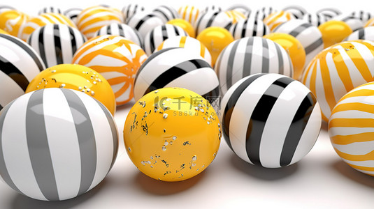 条纹球背景图片_白色背景下 3D 渲染中的条纹球