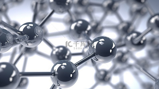化学科学背景图片_二氧化碳结构科学探究3D渲染的白分子原子背景