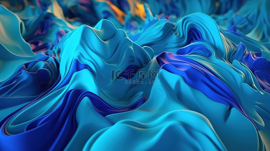 现代 3d 渲染抽象明亮的蓝色多彩壁纸