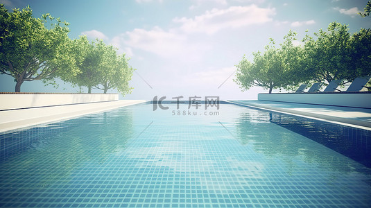 游泳池游泳背景图片_在 3d 中可视化的游泳池